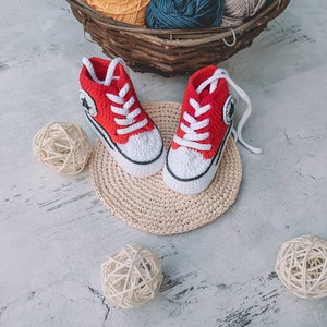 Crochet Chucks sneakers four size pattern, Baby Booties Pattern, Newborn Crochet Pattern, Crochet Bootie pattern, Modern baby booties image 3