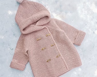 Knitting Pattern, Baby Jacket, Baby Cardigan, Hooded Jacket, Baby Coat, Clubhouse Raglan, Kids Knitting pattern, Seamless, 6 Sizes