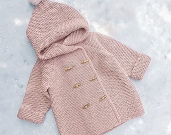 Modèle de tricot, Veste bébé, Cardigan bébé, Veste à capuche, Manteau bébé, Clubhouse Raglan, Modèle de tricot pour enfants, Sans couture, 6 tailles