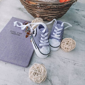 Crochet Chucks sneakers four size pattern, Baby Booties Pattern, Newborn Crochet Pattern, Crochet Bootie pattern, Modern baby booties image 5