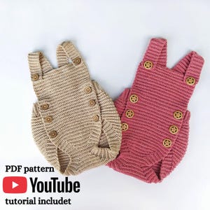 Crochet Romper 5 size pattern, Crochet baby overall, Jumpsuit pattern, Beach romper baby, Baby sunsuit romper, Baby Clothes Crochet Pattern