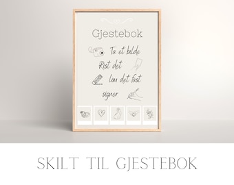 SKILT TIL GJESTEBOK, Foto gjestebok, skilt, bryllup, norsk, digital fil, wedding sign, gjestebok, skilt til bryllup