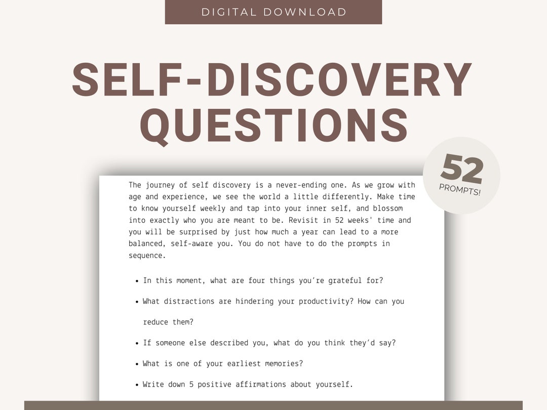 Selfdiscovery Questions for Personal Growth, Printable Journal Prompts