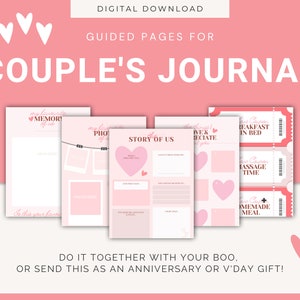 Couple's Journal, Valentine's Day, Romantic Acitivities, Relationship Prompts, Couple Planner, Anniversary, Wedding, Date Night Ideas