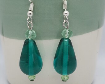 Green glass earrings