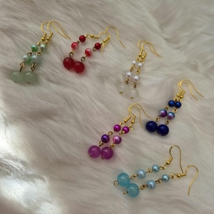 Earrings, earrings, gift, gift for her, gift, , 925 silver, flower, pearl, fancy, mother-of-pearl, blue, red, green