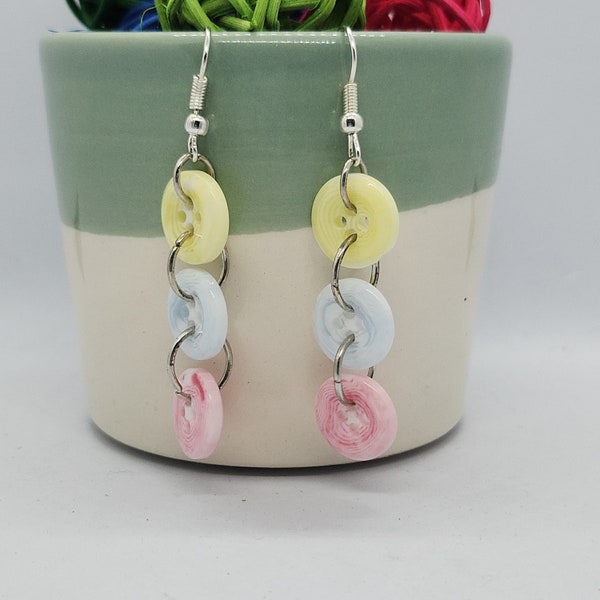 Boucles d’oreilles boutons multicolore