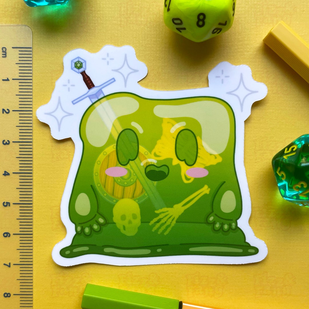Gelatinous Cube Dnd Inspired Sticker Waterproof Laminated Etsy