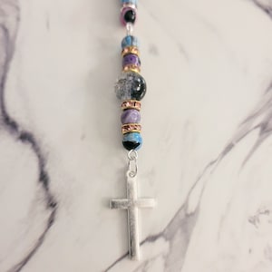 Cross car charm/Rearview mirror accessory/ Beaded car charm/Home decor/Lanyard