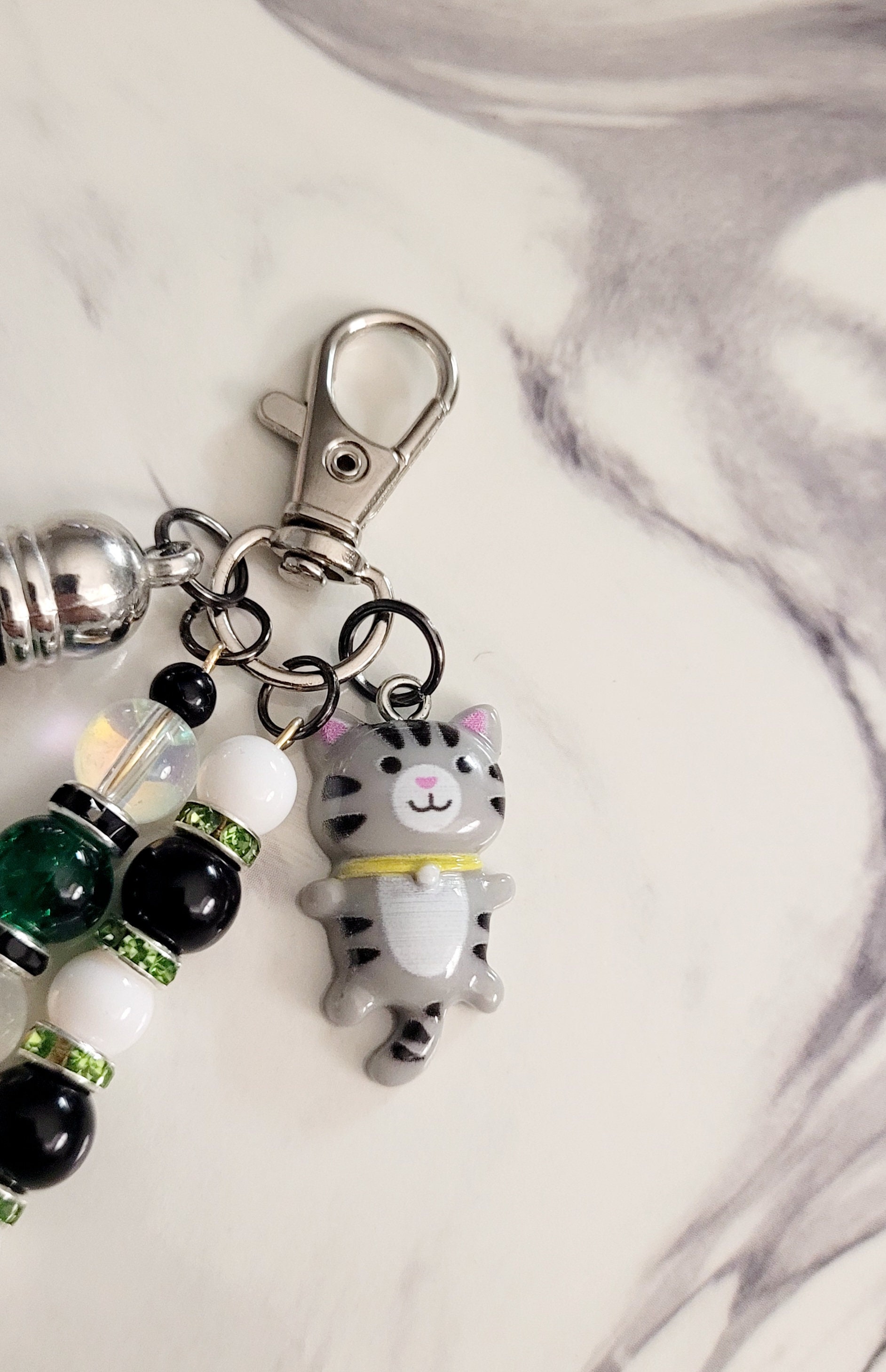 Cat Keychain/purse Charm/backpack Charm/crystal Keychain/beaded ...
