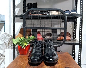 Herren Handgefertigte Croc-Embossed Black Leather Oxford Dress Schuhe