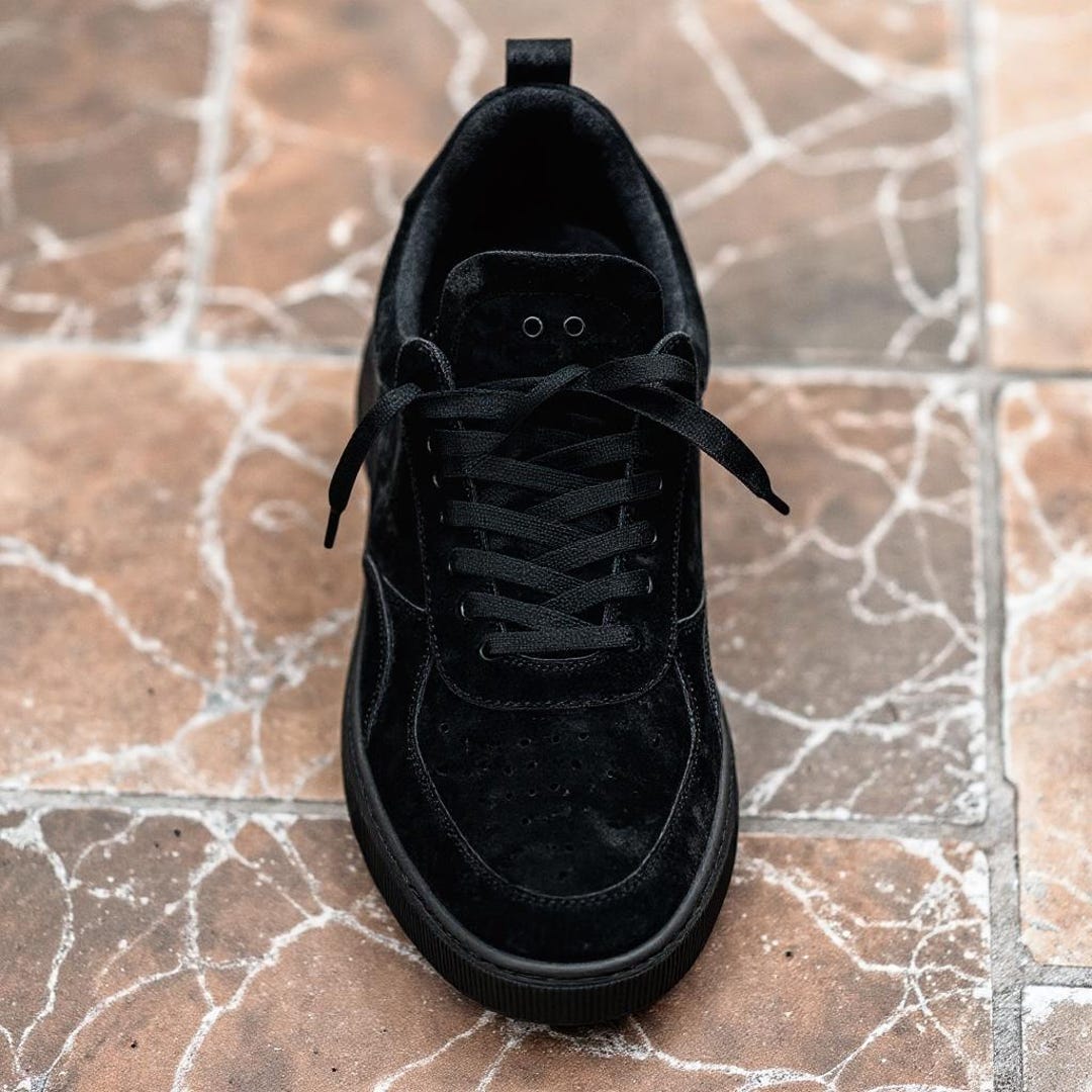 Handcrafted Black Suede Sneakers | Minimalist Streetwear  display picture 1