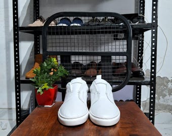 Handmade Italian Leather Height Increasing Sneakers: White Lace-Up High Top