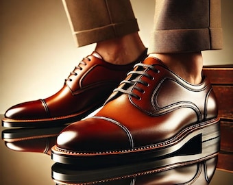 Handmade Leather Formal Shoes: 3-Inch Height Increase Dress Shoes