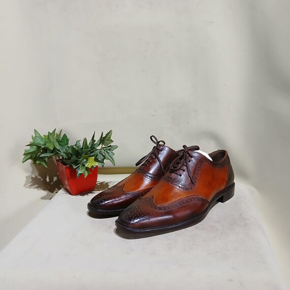 Elegant Two-Tone Leather Brogues Handmade mens two tone brogue shoes, Mne spectator leather  main image 2