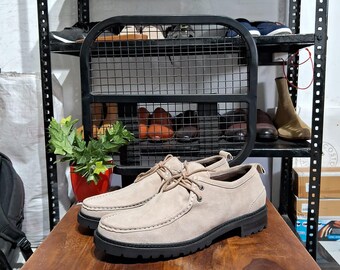 Men's Beige Suede Height-Increasing Casual Shoes | Handmade Lace-Up with Durable Sole For Men