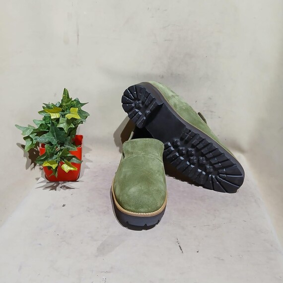 Handmade Olive Green Suede Loafers: Men's Leather Slip-Ons