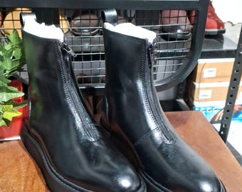 Men's Black Leather Zipper Ankle Boots: Warm Lined Winter Footwear