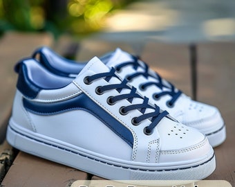 Blue & White comfortable and Stylish Sneakers for Boys, Perfect for School and Play | Height Increase 3" Inches
