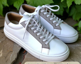 Witte en grijze comfortabele en stijlvolle sneakers voor jongens | Hoogteverhoging 3" inch