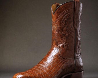 Handmade Brown Leather Height Increase Boots: Elevator Style