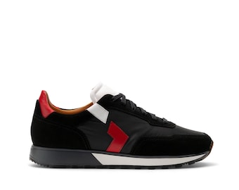Handmade Italian Leather Sneakers | Black & Red Designer Shoes