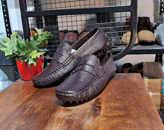 Men's Brown Suede Tassel Loafers: Handmade Slip-On Shoes