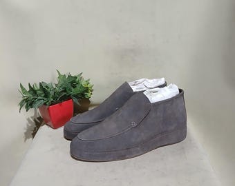 Bruschi Gray Suede Chukka Boots Italian Handmade Mens Sz 44 US 11 Tuscan Italian Suede Chukka Boots - Espresso | Martin Dingman main image 4