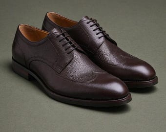 3 Inch Height Increasing Elevator Shoes | Derby Brown Italian Leather