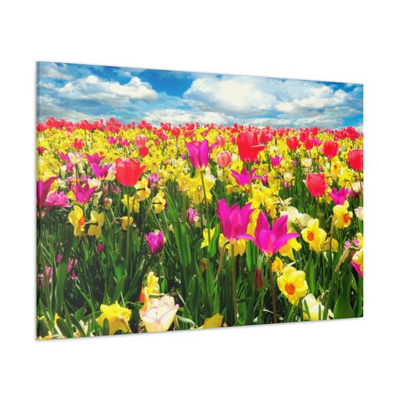 Colorful Flower Wall Art Pink Flowers Wooden Canvas Wall Art Etsy