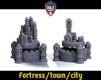 Stackable board game fortress/town/city, set of 5, pick a color