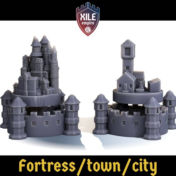 Stackable board game fortress/town/city, set of 5, pick a color