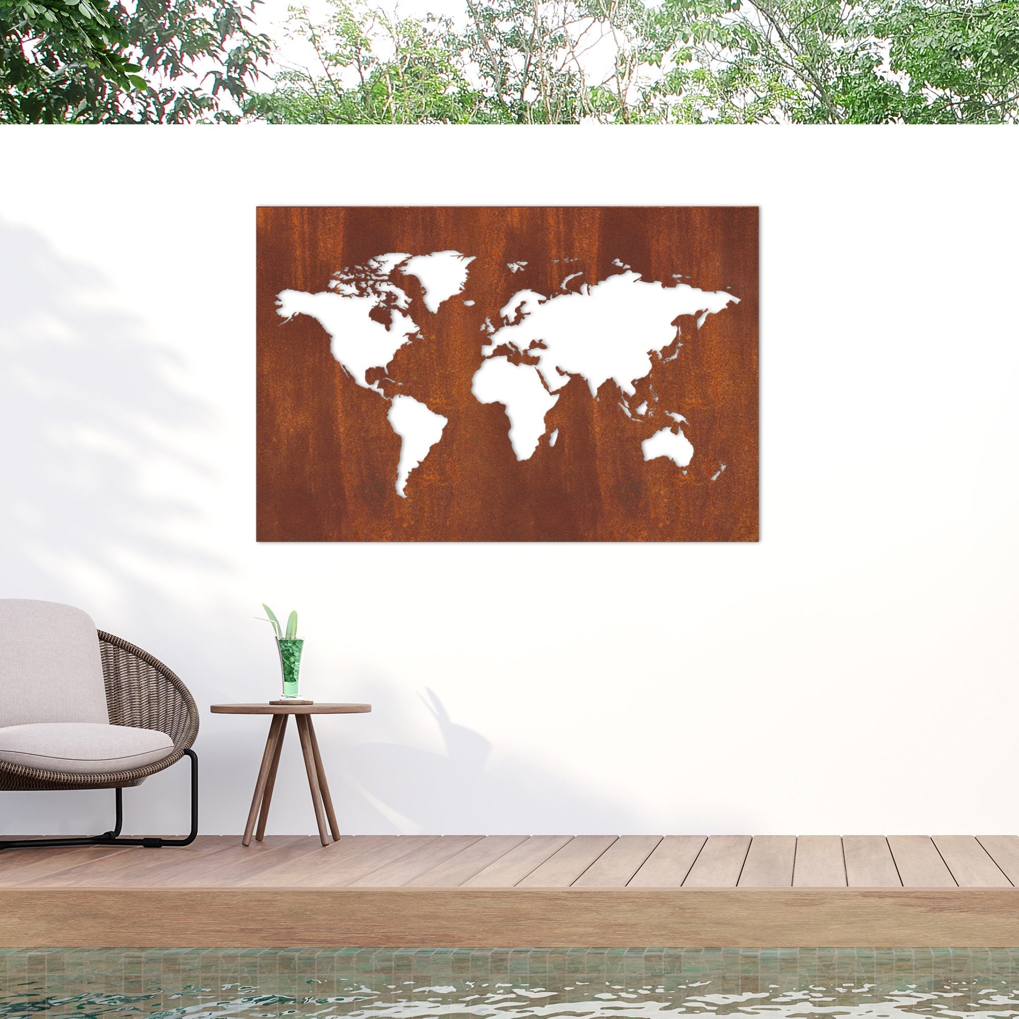 Rusty Metal World Map Corten Steel World Map Etsy UK