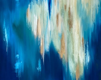 Beyond blue abstract printable - abstract digital modern art - trendy digital wall art - digital original modern painting