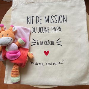 Tote bag / kit de mission du jeune papa / A la crèche ou chez nounou