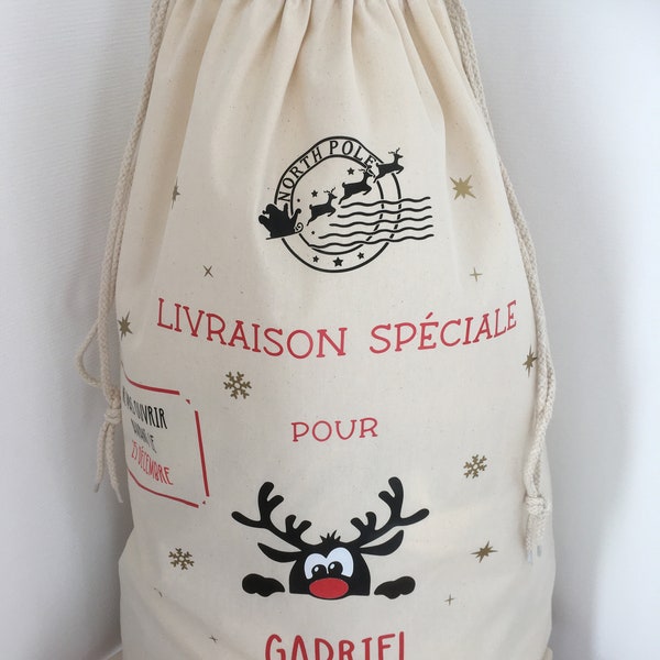 Hotte de Noël personnalisée - Sac à cadeaux