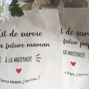 Tote bag / kit de survie / futur papa / future maman / Maternité