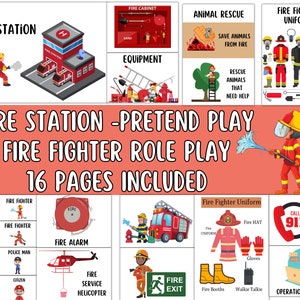 Fire safety learning activity, Fire Station Pretend Play Printable, firefighter dramatic play, preschool toddler daycare, DIGITAL DOWNLOAD