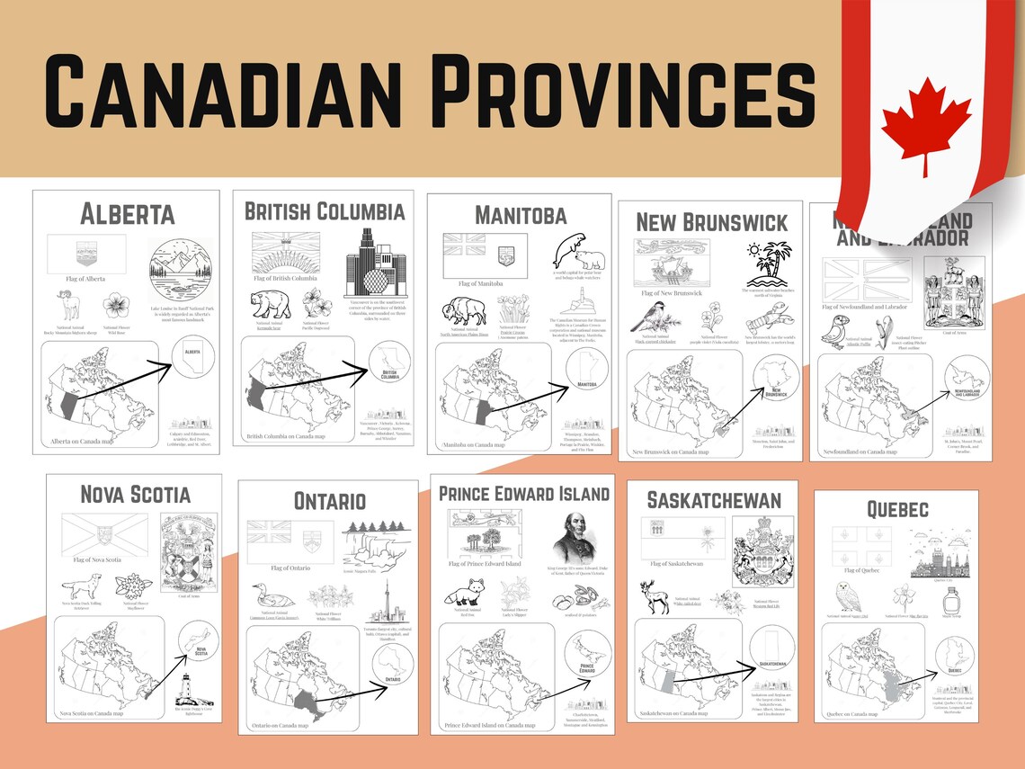 Canadian Provinces Learning PDF for Kids – Printable Geography