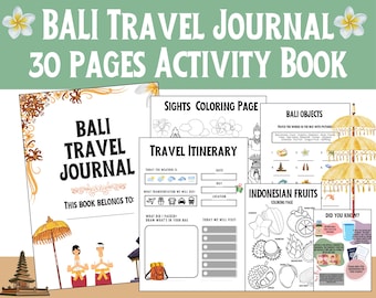 Bali Travel Journal, Kids Travel Activities,Printable coloring and learning activities, Indonesian Flag craft, toddler plane entertainment