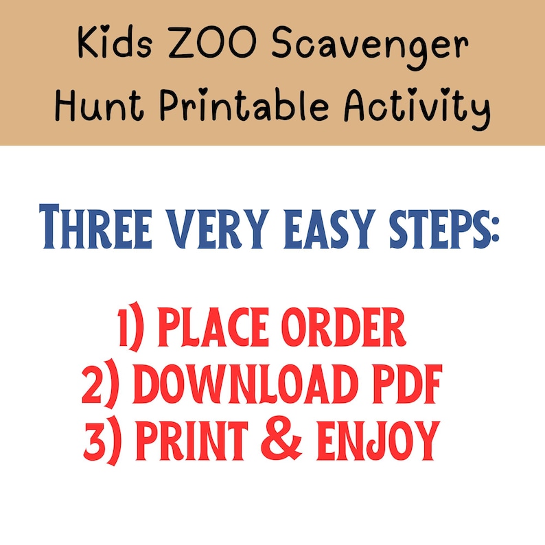 Kids Zoo Scavenger Hunt Printable Activity, I Spy at Zoo Homeschool ...