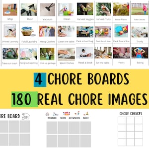 180 chore Pecs ECHTE BILDER + 4 Auswahltafeln, tägliche Aufgabenkarten, Kleinkindzeitplan, visuelle tägliche Routine, Download druckbare Montessori