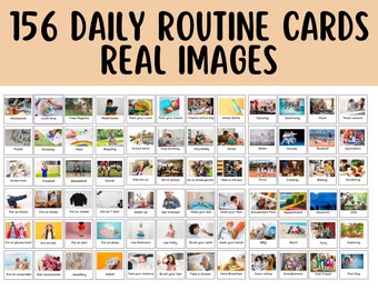 156 Daily kids routine Pecs + 6 Boards ,Visual Aid Schedule, Behavior Chart with Ream Images ,Printable picky eaters activities