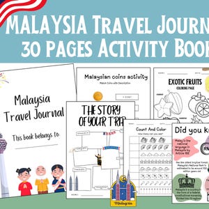 Diario de viaje de Malasia, Actividades de viaje para niños en Kuala Lumpur, Actividades para colorear y aprender, Cocina malasia, Explora Asia