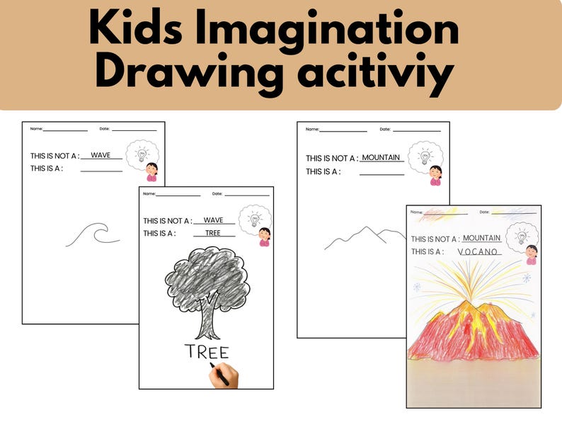 Creative Drawing Prompts for Kids – 20-page Finish the Line Art Pack ...