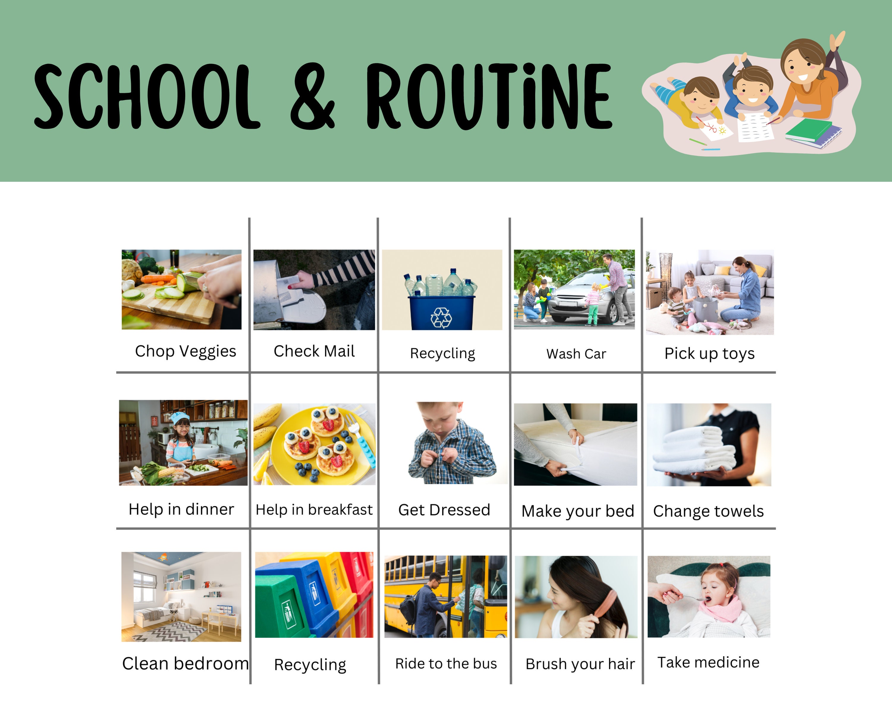 180 Chore Pecs REAL IMAGES+ 4 Choice Boards, Daily Chore Cards,toddler ...