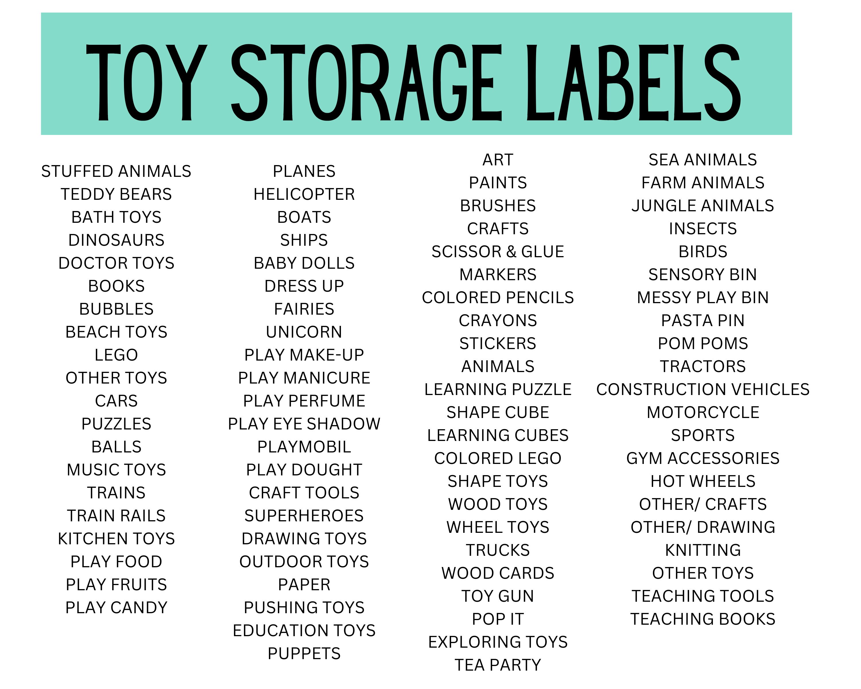 Mega Bundle 88 Printable Toy Trofast Bin Storage Labels and 60 Kids