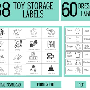 Mega Bundle: 88 Printable Toy Trofast Bin Storage Labels and 60 kids drawer organization labels, Visual Pictures Download