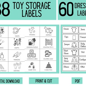 Mega Bundle: 88 Printable Toy Trofast Bin Storage Labels and 60 kids drawer organization labels, Visual Pictures Download