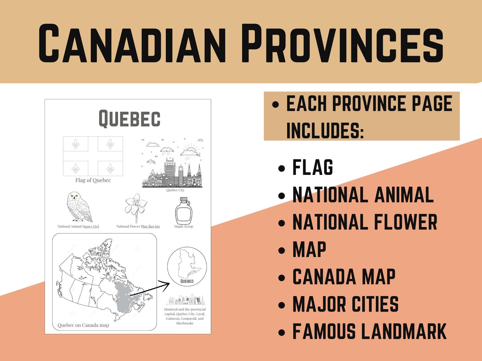 Canadian Provinces Learning PDF for Kids – Printable Geography